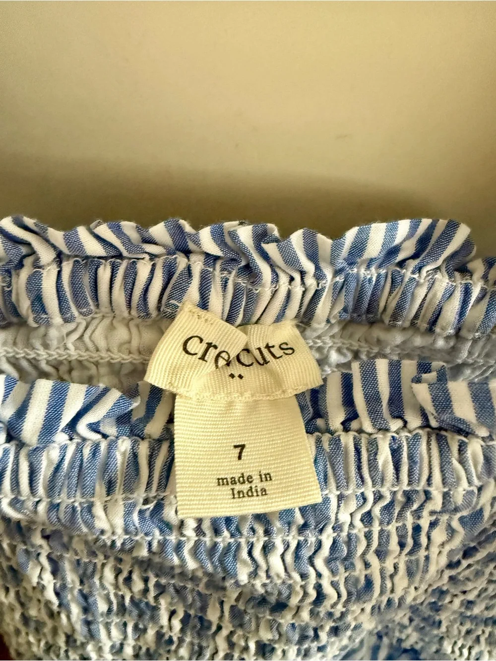Crewcuts Light Blue and White Striped Smocked Sundress